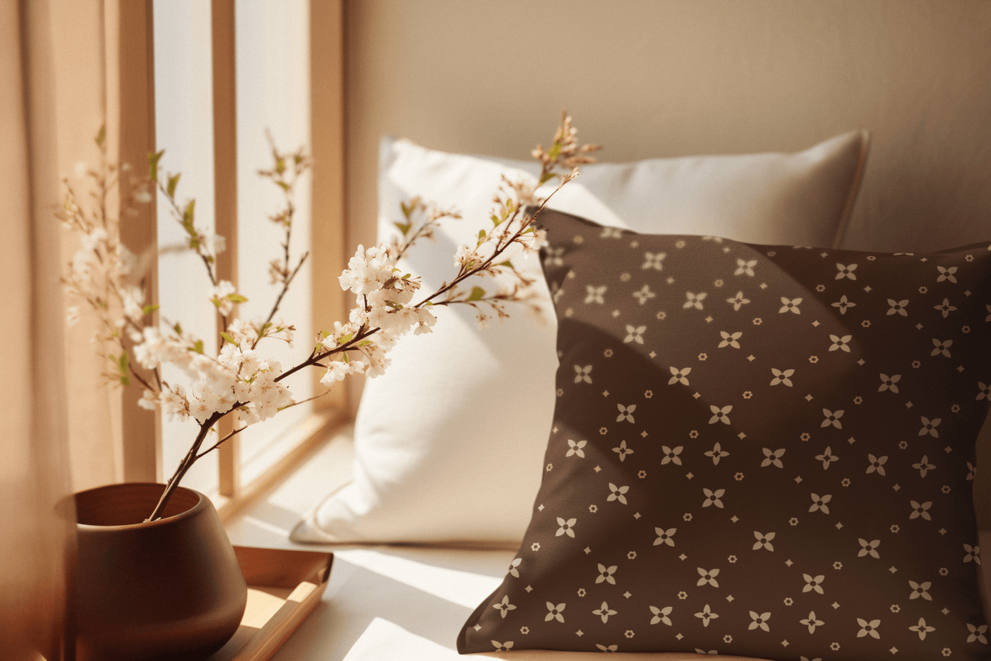 Throw Pillow Cover | Mink Brown and Caramel Sablette Pattern | 4 Sizes - Tresor Valeur