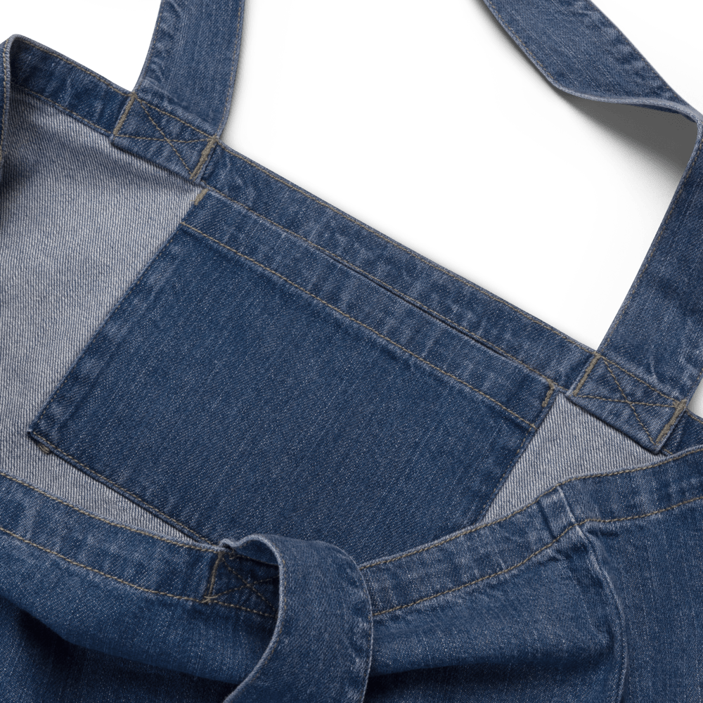Modern Equestrian Line Art Horse Graphic l Organic Denim Tote Bag - Tresor Valeur