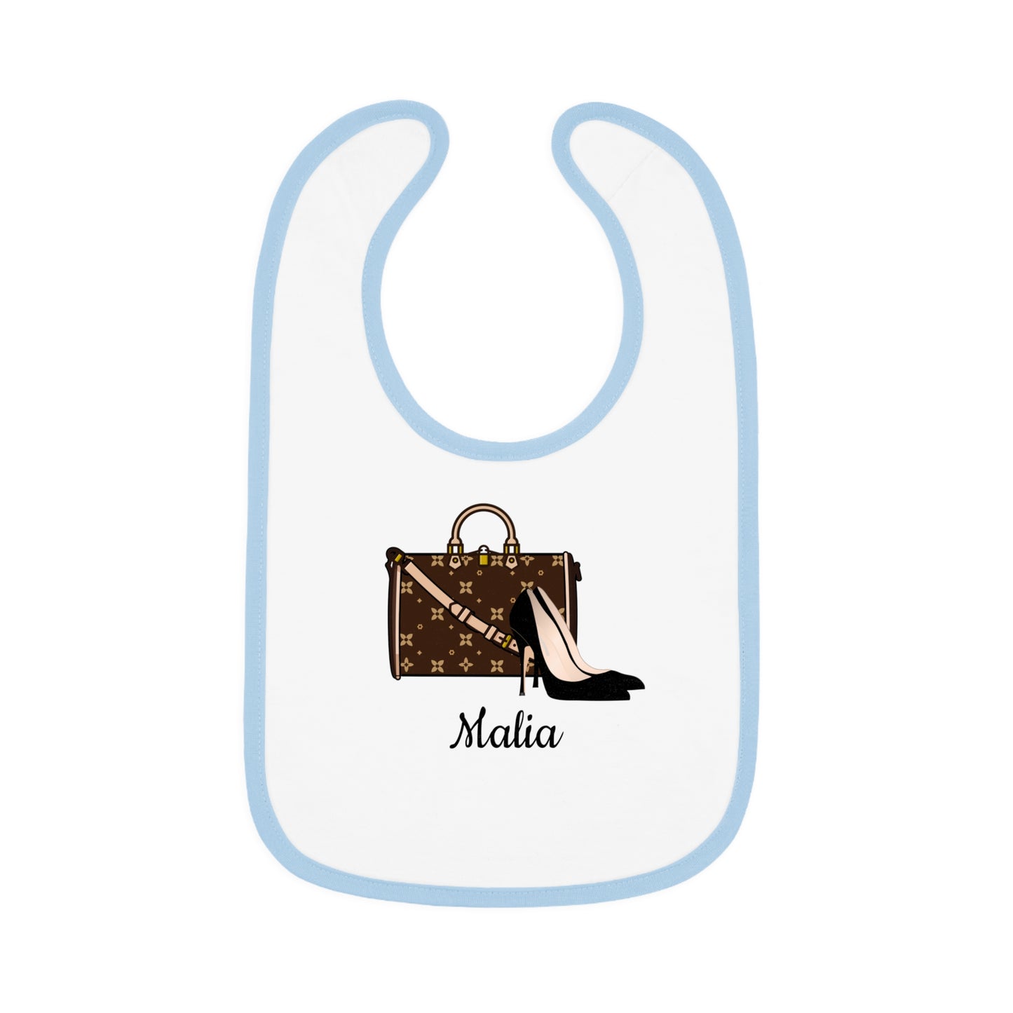 Chic Baby Bib | Shoes & Purse or Purse Only | 100% Cotton | 5 Piping Colors