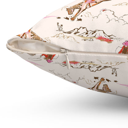 Decorative pillow with fairy tale design on a white background