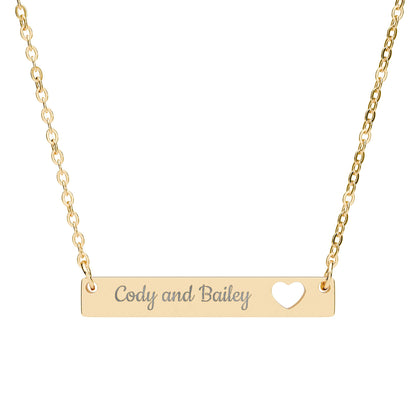 Cutout Heart Bar Necklace | Personalized Name Necklace