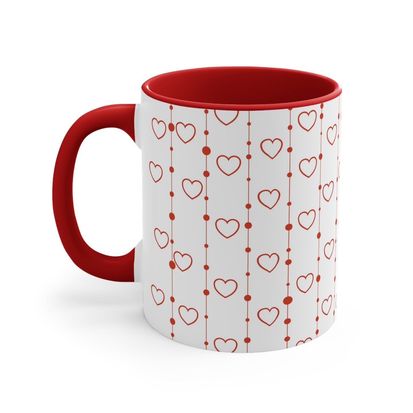 Heart & Line Ceramic Mug | Red Handle + Interior