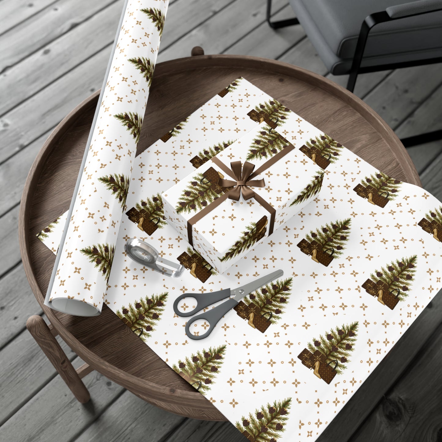 Elegant Christmas Tree Wrapping Paper | Satin Finish | 3 Sizes Available