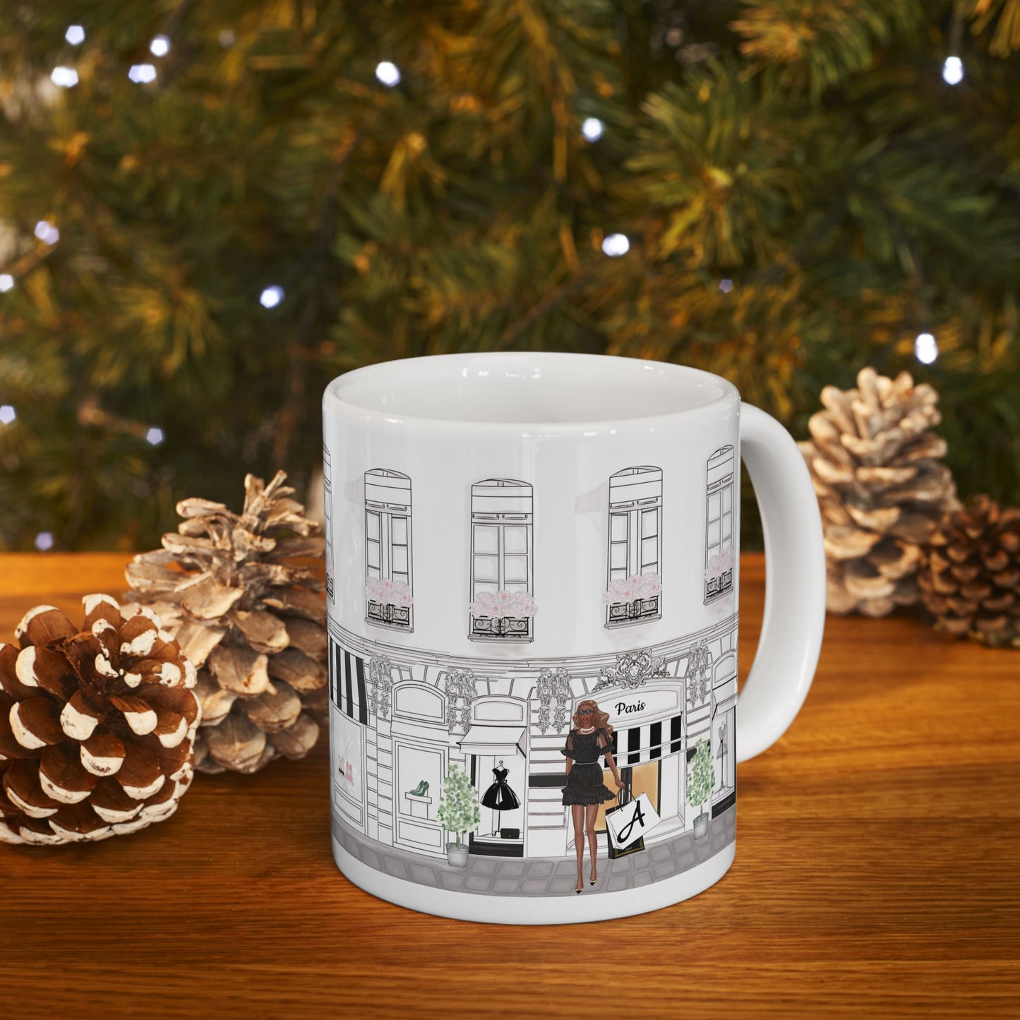 Weiße Keramiktasse | Personalisierbar | Haute in Paris Kollektion |