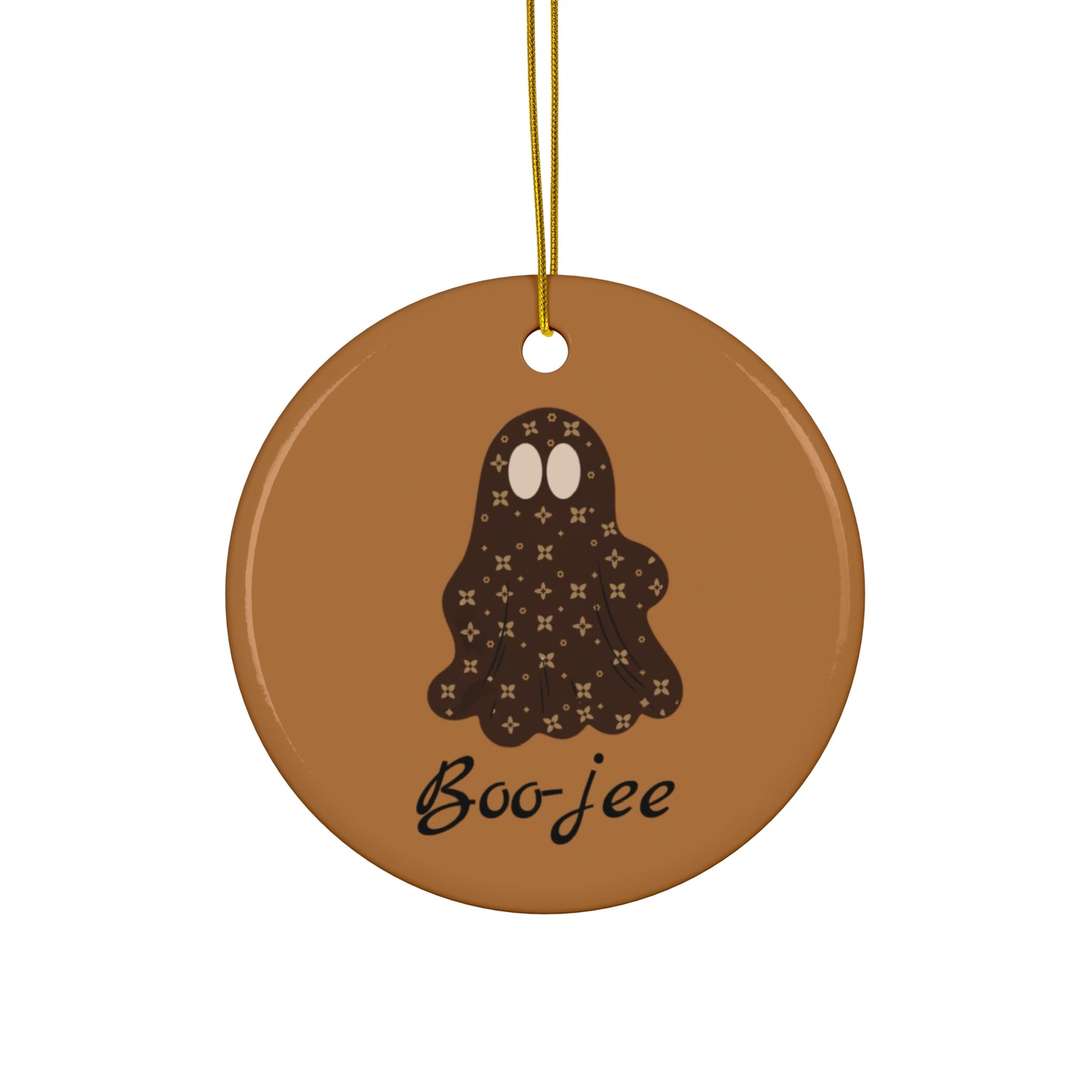 Rundes Halloween-Ornament aus Keramik | „Boo-jee“ Schickes Gespenst | 4 Farboptionen