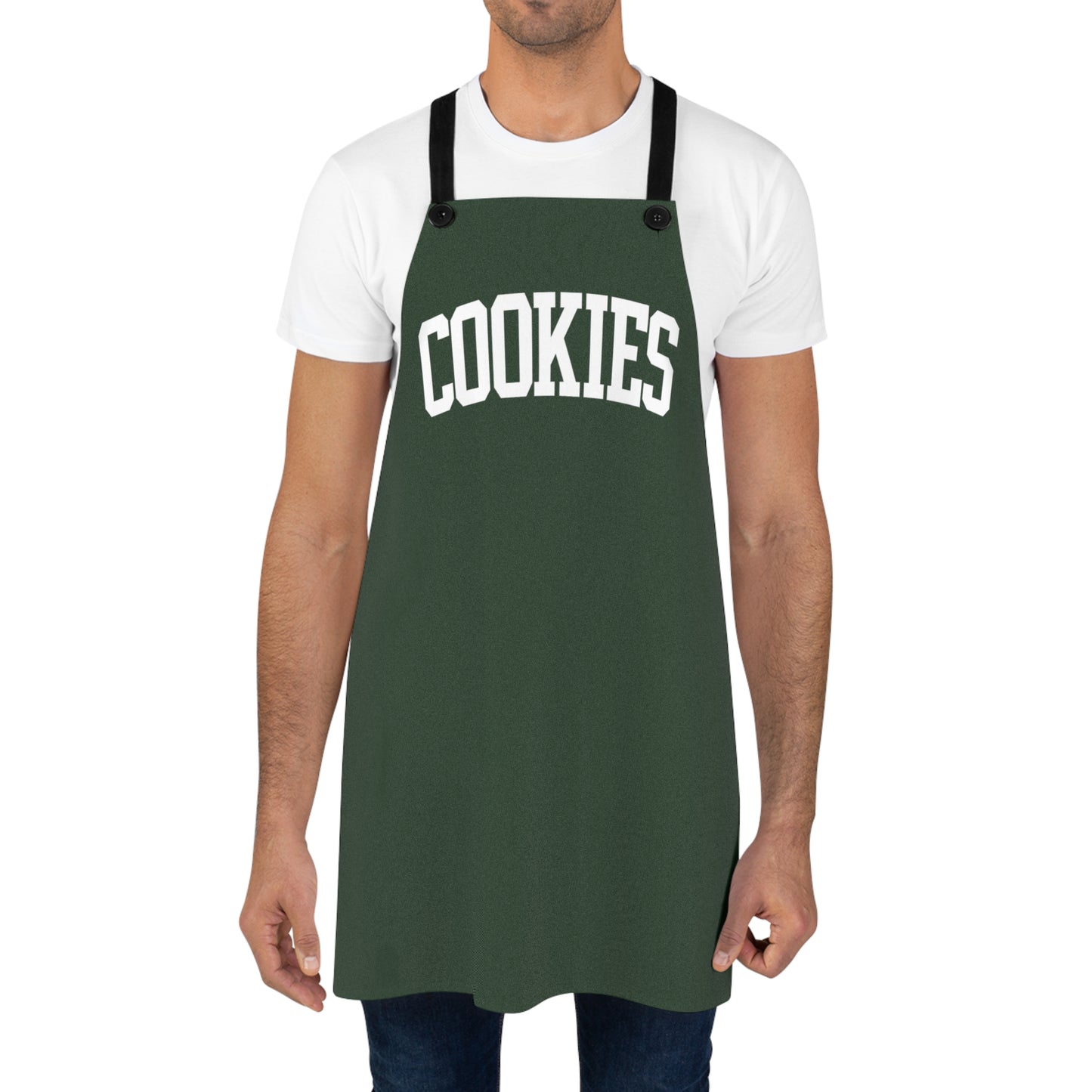 COOKIES Collegiate Print Personalizable Apron | Adjustable Fit | White Typography