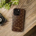 Brown Personalized Tough Phone Case | iPhone Samsung Pixel | Custom Protective Cover l Caramel Pattern