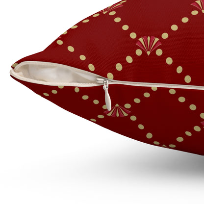 Red & Gold Art Deco Square Pillowcase | Nouveau Noël Collection