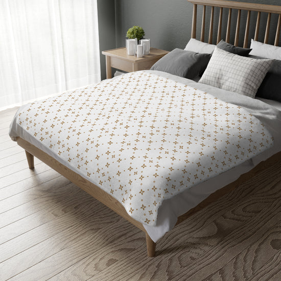 Sablette Velveteen Blanket | White & Caramel | 3 Sizes | Double-Sided Print