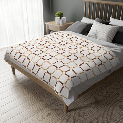Modern Equestrian Classic Equestrian Motif Throw Blanket | Velveteen | 3 Sizes