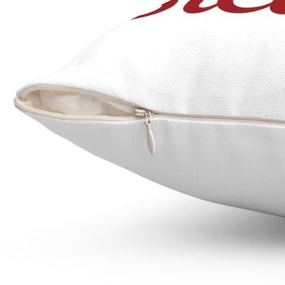 Close-up of a white pillow with a zipper on a white background