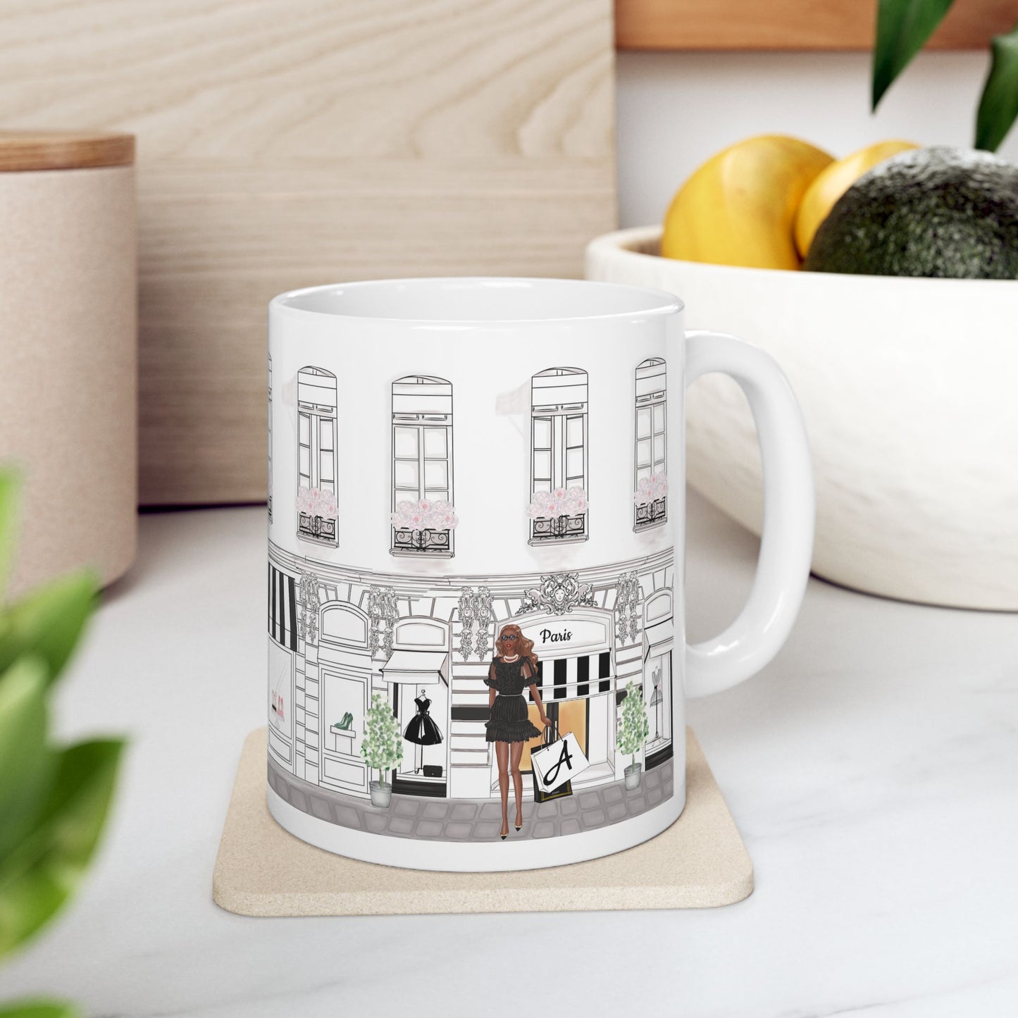 Weiße Keramiktasse | Personalisierbar | Haute in Paris Kollektion |