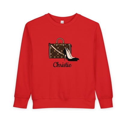 Chic Personalized Toddler Sweatshirt | Rabbit Skins 3317 | Purse or Shoes & Purse Graphic | 4 Colors