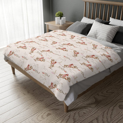 Retro Rodeo Cowgirl Throw Blanket | Velveteen | 3 Sizes