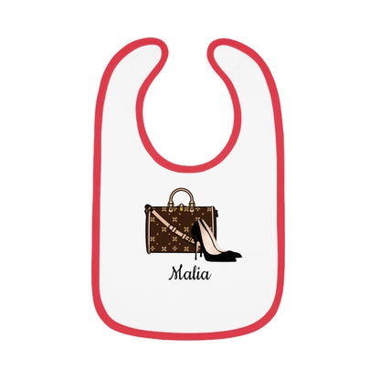 Chic Baby Bib | Shoes & Purse or Purse Only | 100% Cotton | 5 Piping Colors