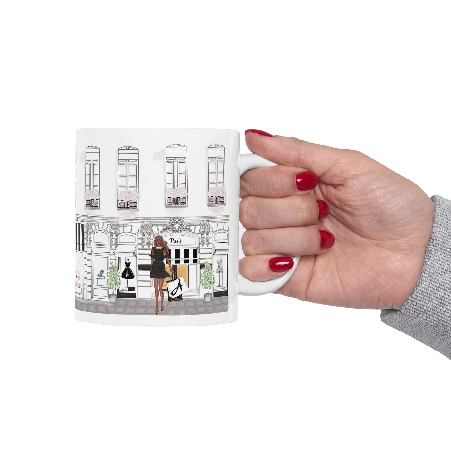 Weiße Keramiktasse | Personalisierbar | Haute in Paris Kollektion |