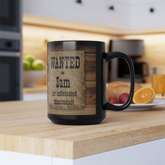 Wanted Poster Black Mug – Personalized 'Wanted Todd' Western Coffee Cup