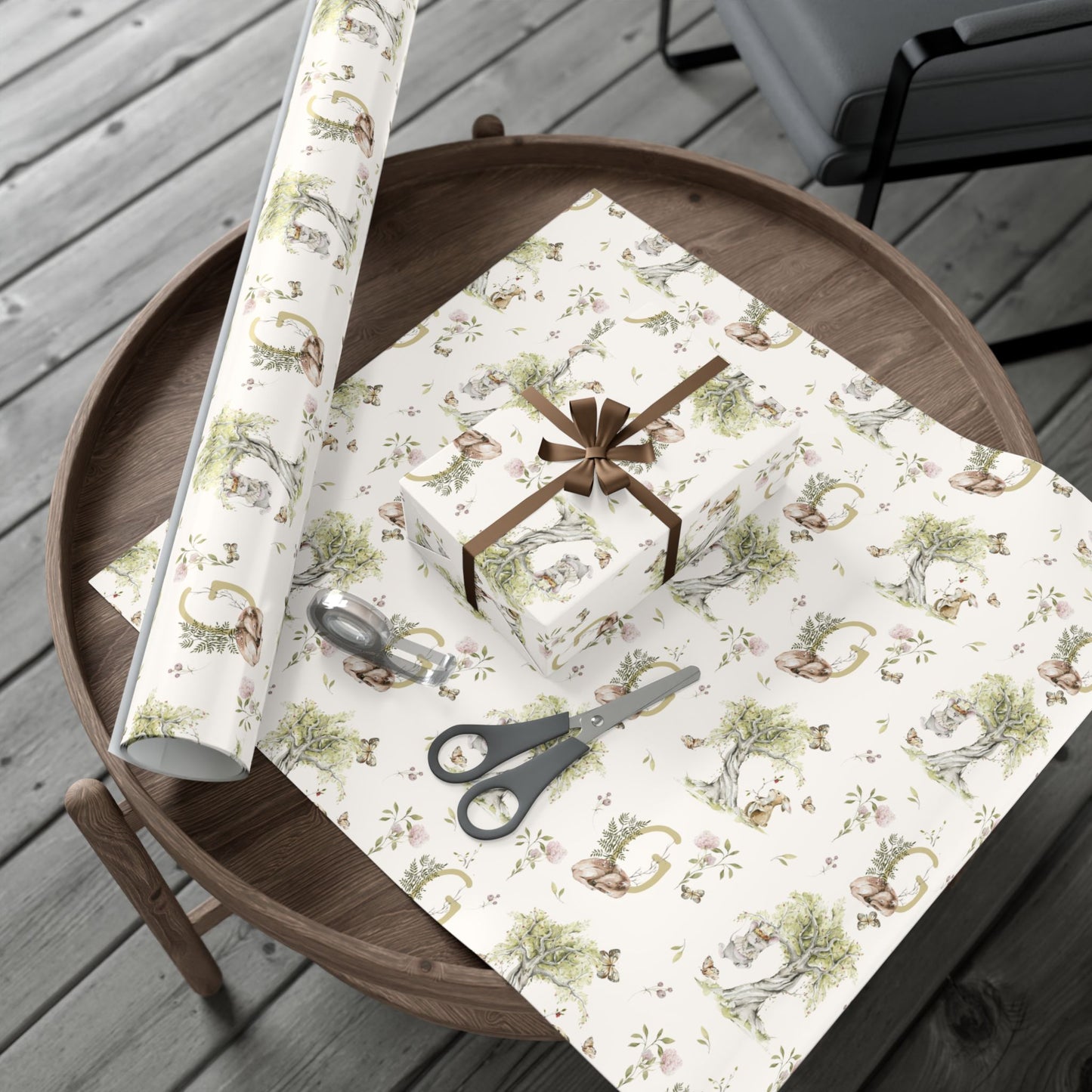 Petits Animaux | Bunny & Mouse Wrapping Paper | Personalized Initial Monogram