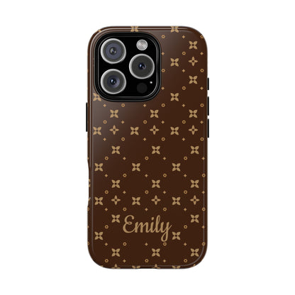 Brown Personalized Tough Phone Case | iPhone Samsung Pixel | Custom Protective Cover l Caramel Pattern