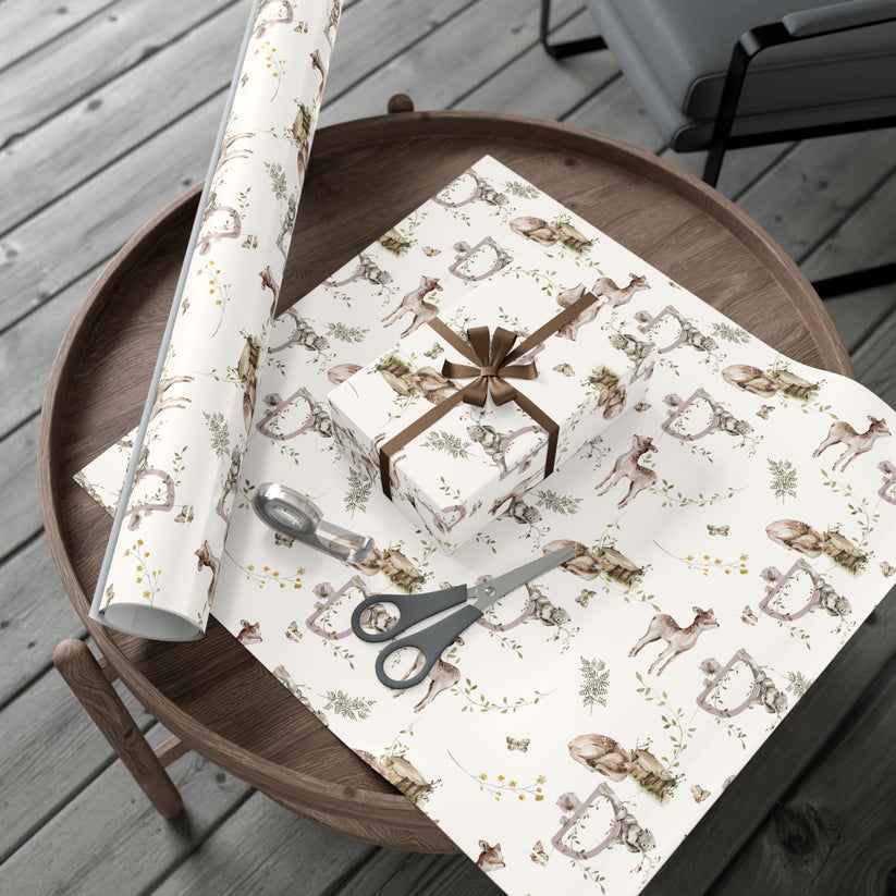 Petits Animaux | Meadow Deer Wrapping Paper | Personalized Monogram Initial - Tresor Valeur