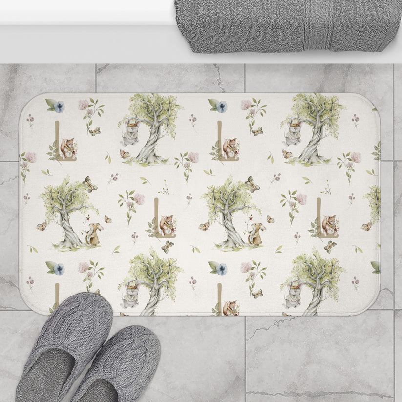 Petits Animaux | Bunny & Mouse Bath Mat | Personalized Initial Monogram - Tresor Valeur