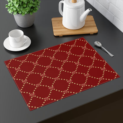 Elegant Red & Gold Art Deco Patterned Placemat | Nouveau Noël Collection