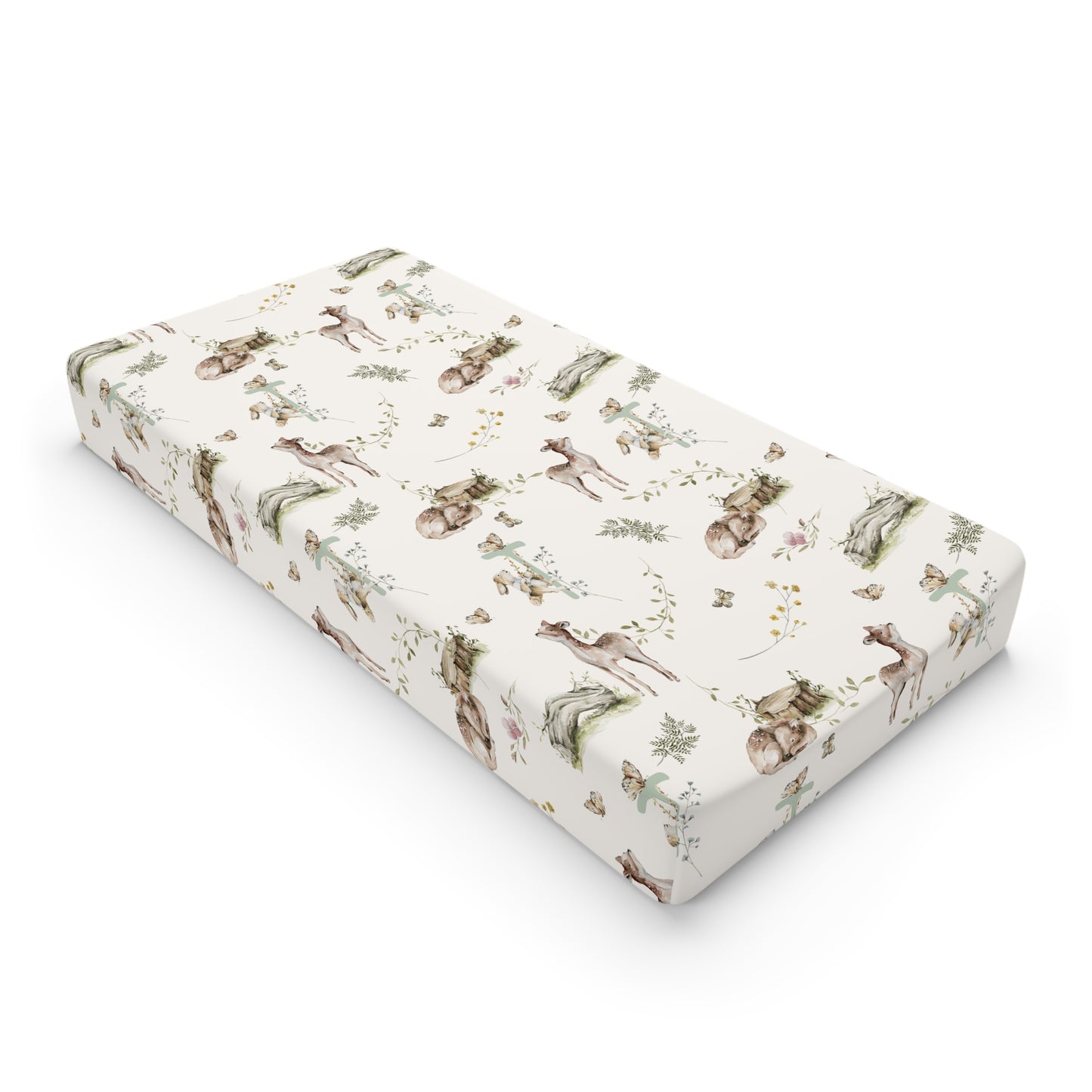 Petits Animaux | Meadow Deer Changing Pad Cover | Personalized Nursery Cover - Tresor Valeur