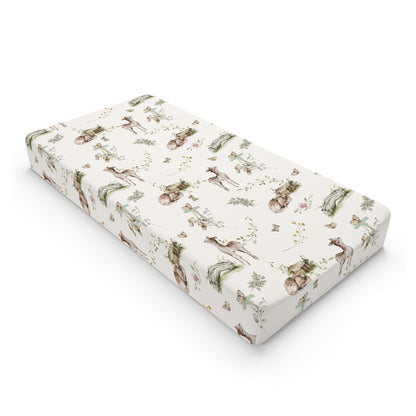 Petits Animaux | Meadow Deer Changing Pad Cover | Personalized Nursery Cover - Tresor Valeur