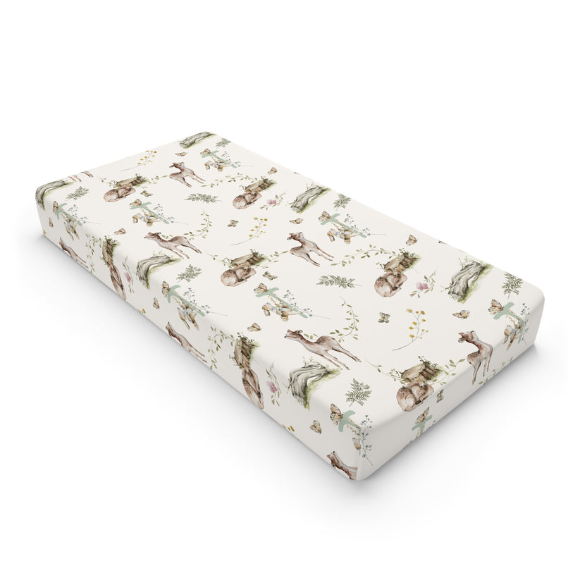 Petits Animaux | Meadow Deer Changing Pad Cover | Personalized Nursery Cover - Tresor Valeur