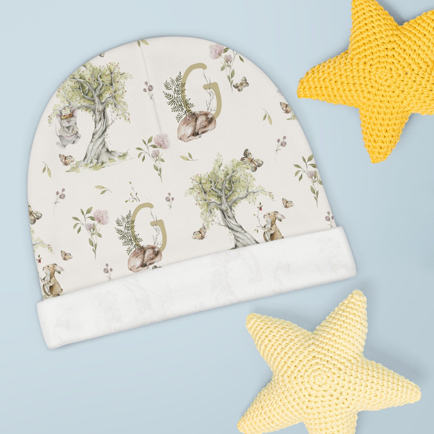 Petits Animaux | Bunny & Mouse Baby Beanie | Personalized Initial Monogram - Tresor Valeur