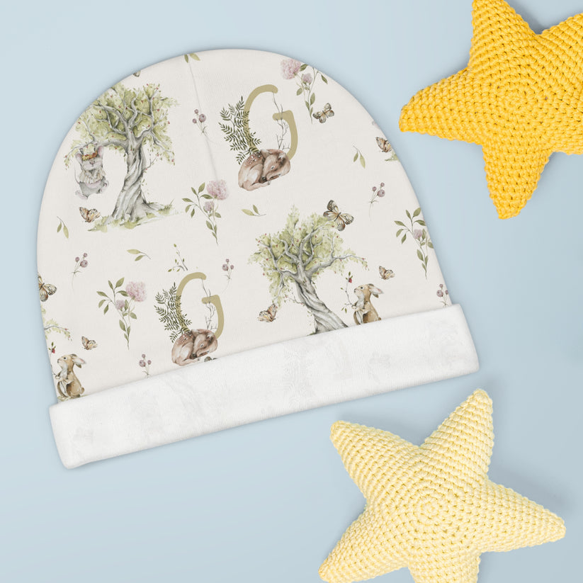 Petits Animaux | Bunny & Mouse Baby Beanie | Personalized Initial Monogram - Tresor Valeur
