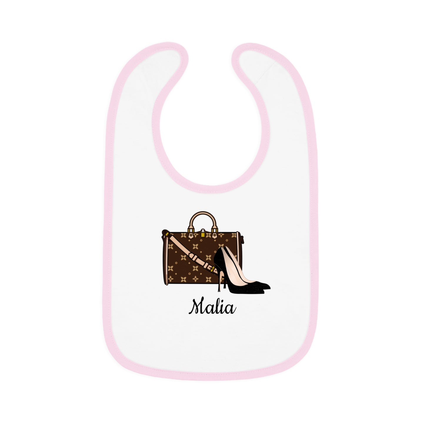 Chic Baby Bib | Shoes & Purse or Purse Only | 100% Cotton | 5 Piping Colors