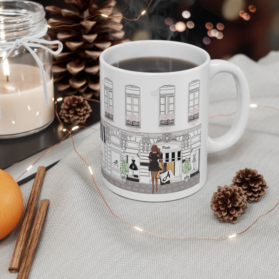 Taza de cerámica blanca | Personalizable | Colección Haute in Paris |