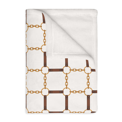 Modern Equestrian Classic Equestrian Motif Throw Blanket | Velveteen | 3 Sizes