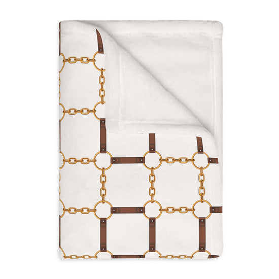 Modern Equestrian Classic Equestrian Motif Throw Blanket | Velveteen | 3 Sizes