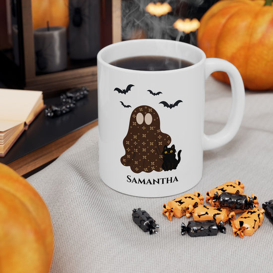 Halloween Spooky Chic Ghost Personalizable Mug | 11oz or 15oz | Tresor Valeur Exclusive