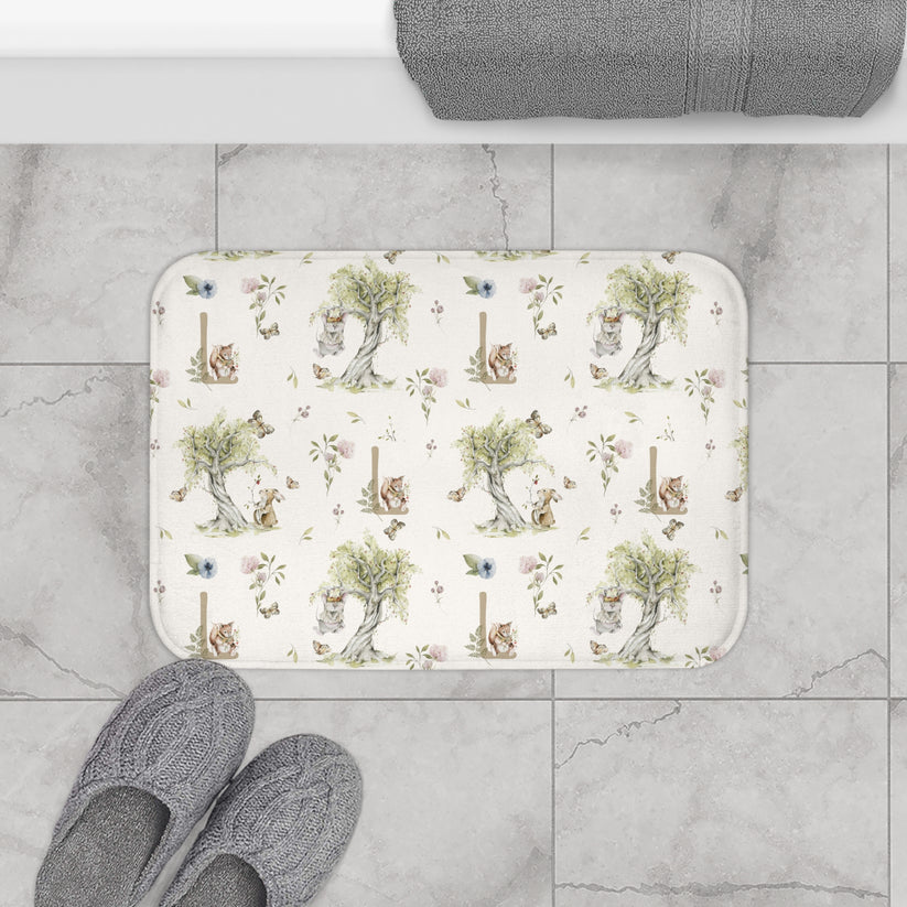 Petits Animaux | Bunny & Mouse Bath Mat | Personalized Initial Monogram - Tresor Valeur