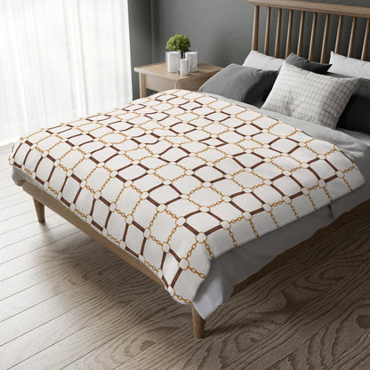 Modern Equestrian Classic Equestrian Motif Throw Blanket | Velveteen | 3 Sizes