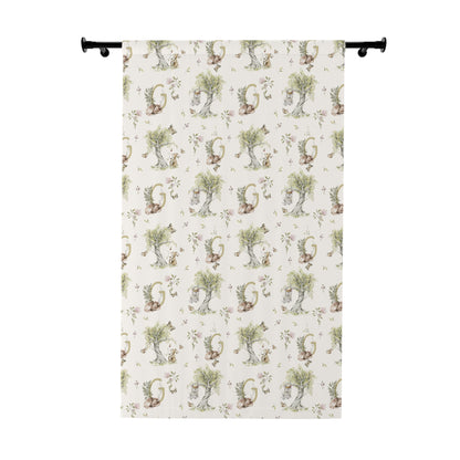 Petits Animaux | Bunny & Mouse Blackout Single Panel Curtain | Personalized Initial Monogram - Tresor Valeur