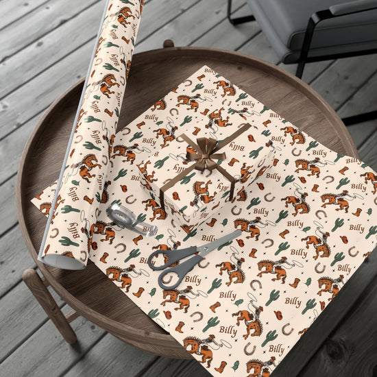 Cowboy Bucking Bronco Wrapping Paper – Personalizable
