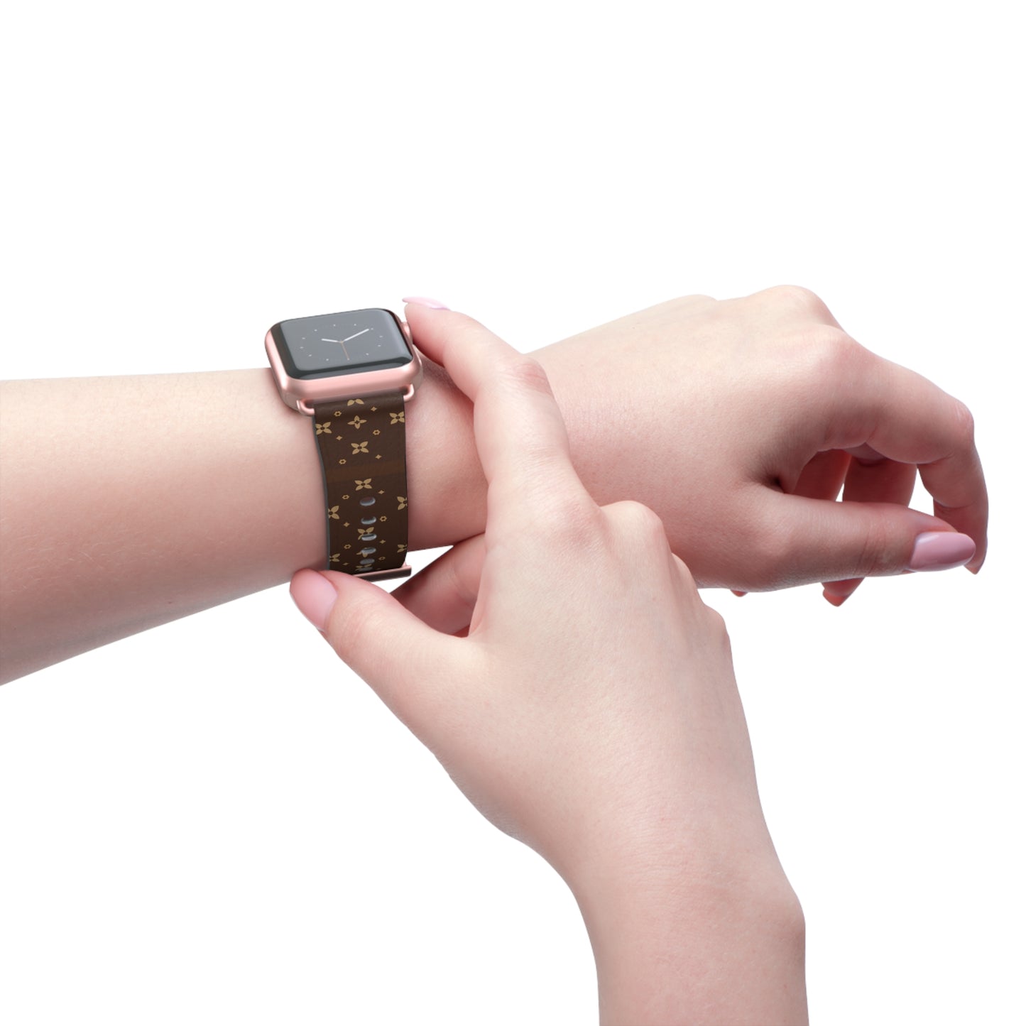 Stylish and Chic Print Apple Watch Vegan Leather Band l Choose Rim and Buckle Color l Black Silver Gold Rose Gold