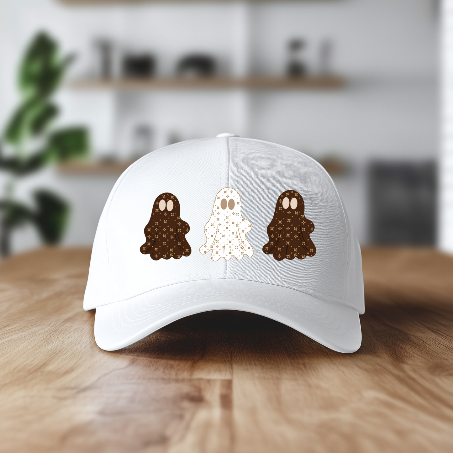 Gorra de béisbol | Blanca o caqui | Sombrero de Halloween con estampado de fantasmas de Sablette