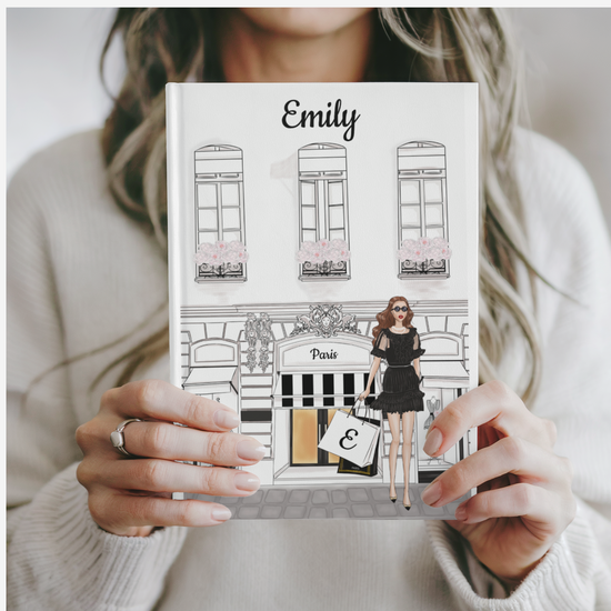 Haute in Paris Hardcover Journal | Personalized Cover & Shopping Bag | 150 Lined Pages