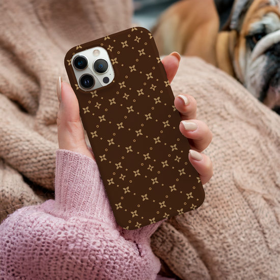 Brown Personalized Tough Phone Case | iPhone Samsung Pixel | Custom Protective Cover l Caramel Pattern
