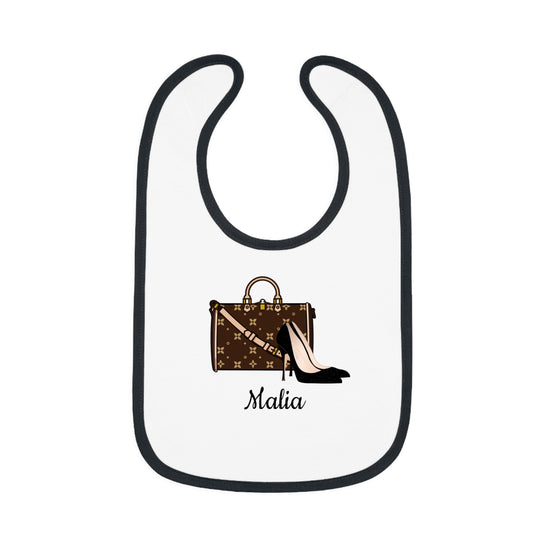 Chic Baby Bib | Shoes & Purse or Purse Only | 100% Cotton | 5 Piping Colors