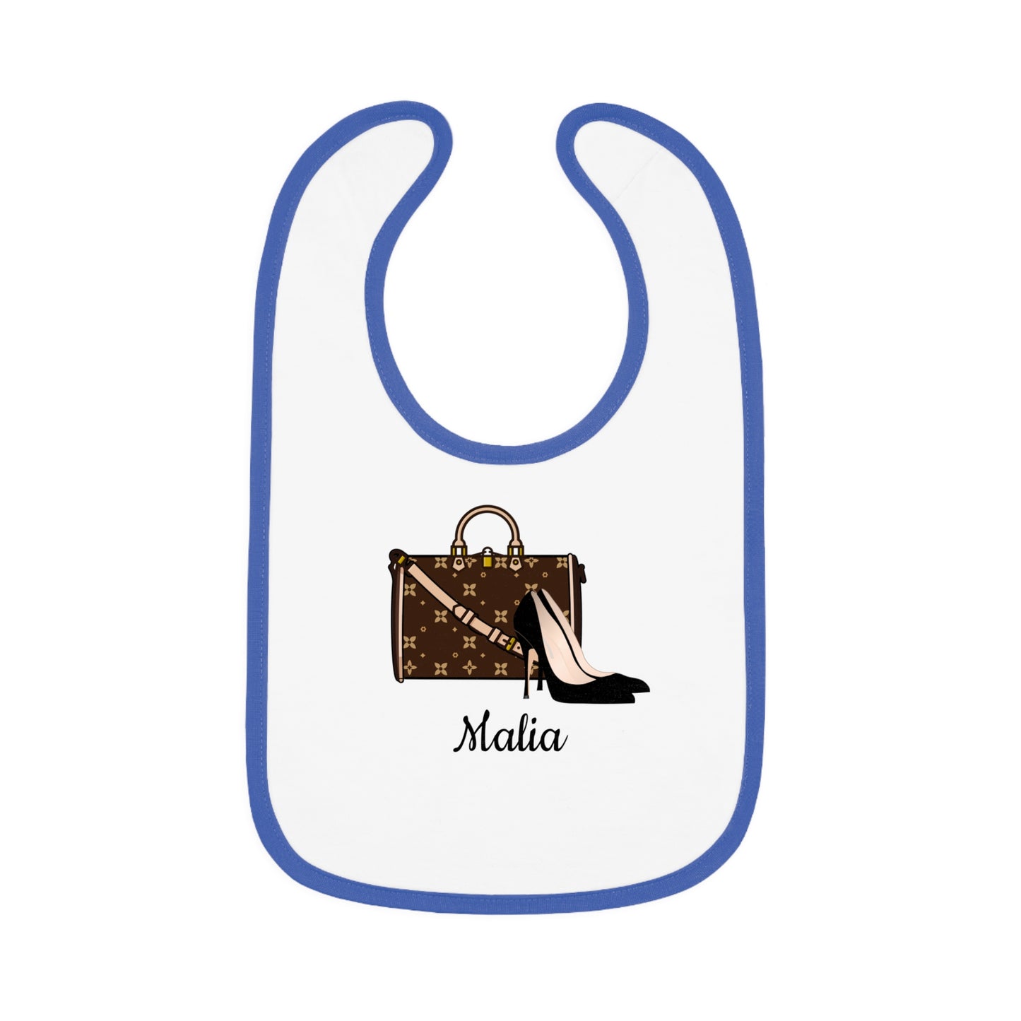 Chic Baby Bib | Shoes & Purse or Purse Only | 100% Cotton | 5 Piping Colors