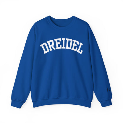 DREIDEL Collegiate Personalizable Sweatshirt | Custom Sleeve or Back | White, Gold & Blue