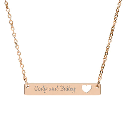 Cutout Heart Bar Necklace | Personalized Name Necklace