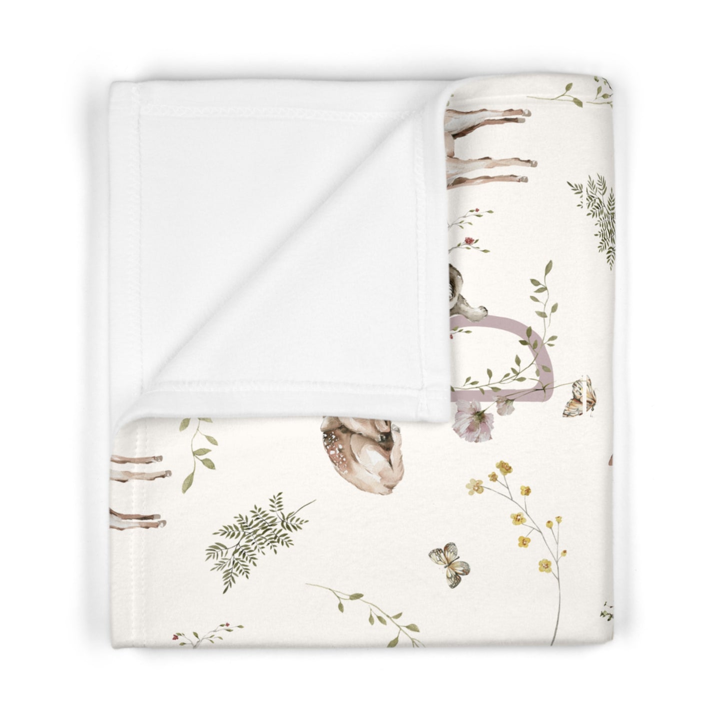 Petits Animaux | Meadow Deer Baby Blanket | Personalized Monogram Blanket - Tresor Valeur
