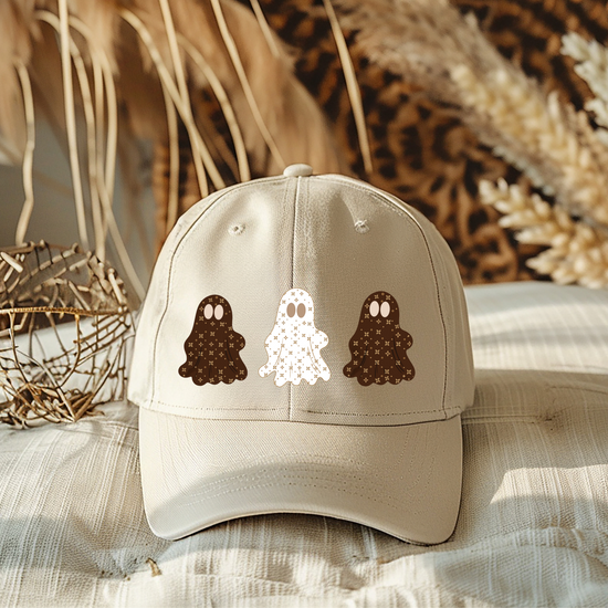 Sablette Ghosts Halloween Baseball Cap | White or Khaki | Tresor Valeur